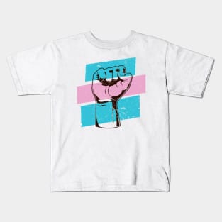 Fight for Trans Rights // Protest Fist Transgender Pride Flag Kids T-Shirt